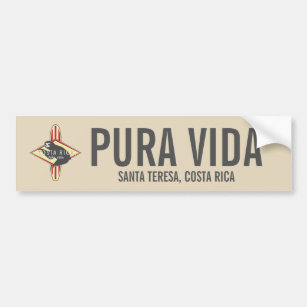 Surfing Sloth Red Pura Vida Costa Rica Bumper Bumper Sticker