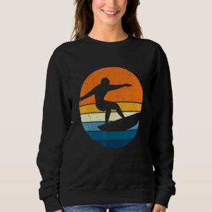 Surfing Sports Retro Vintage Sunset Beach Surfer Sweatshirt