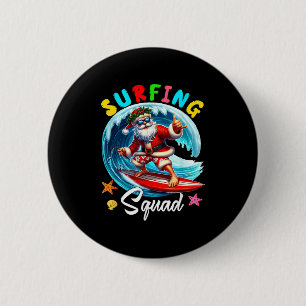 Surfing Squad Christmas In July Santa Hawaiian Fun 6 Cm Round Badge