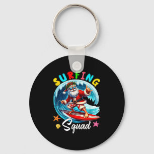 Surfing Squad Christmas In July Santa Hawaiian Fun Key Ring