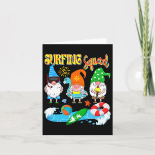 Surfing Squad Three Gnomes Hawaiian Surfing Summer Card