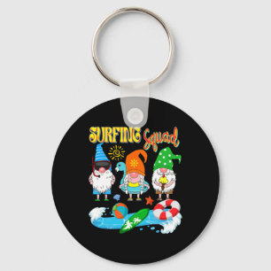 Surfing Squad Three Gnomes Hawaiian Surfing Summer Key Ring