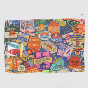Surfing Stickers Golf Towel