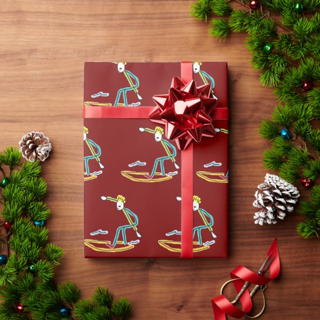 Surfing Stickman Wrapping Paper (Holiday Gift)