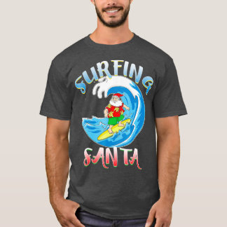 Surfing Summer Santa  Christmas Hawaiian Surfer T-Shirt