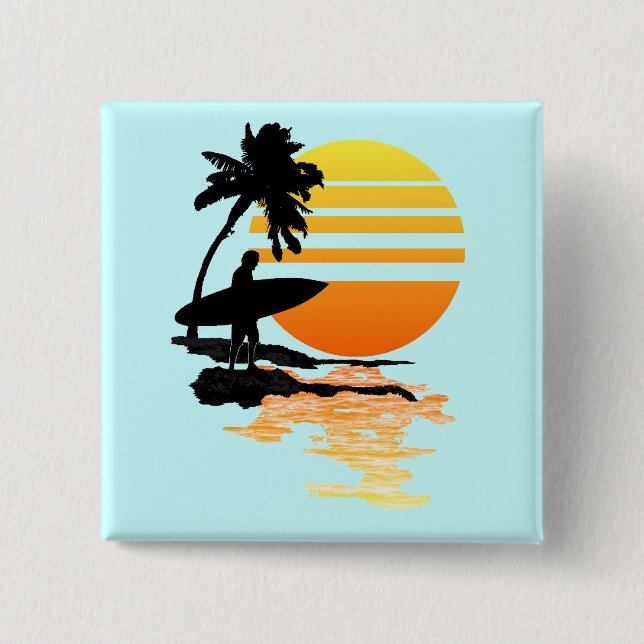 Surfing Sunrise 15 Cm Square Badge (Front)