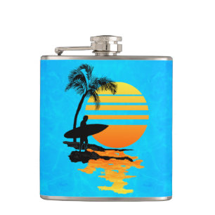 Surfing Sunrise Hip Flask
