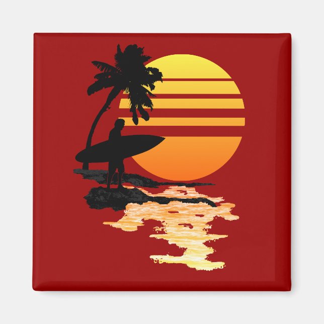 Surfing Sunrise Magnet (Front)