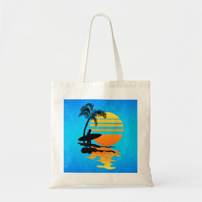 Surfing Sunrise Tote Bag (Front)