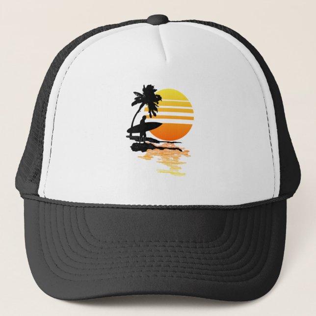 Surfing Sunrise Trucker Hat (Front)