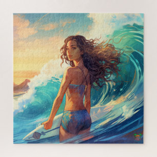 Surfing Sunset Jigsaw Puzzle