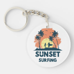 Surfing -Sunset Surfing Key Ring
