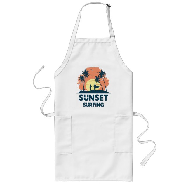 Surfing -Sunset Surfing  Long Apron (Front)