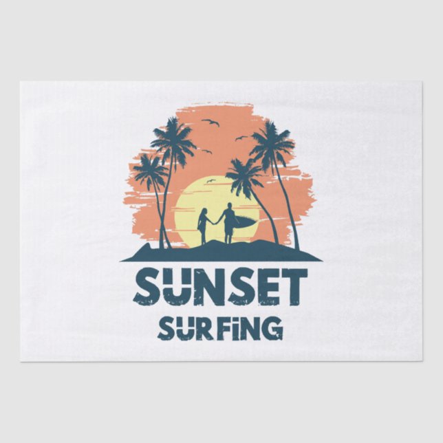 Surfing -Sunset Surfing  Tissue Paper (Front)