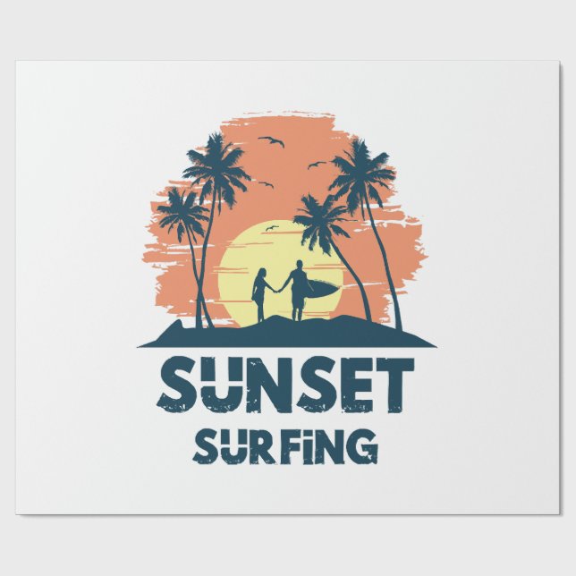 Surfing -Sunset Surfing  Wrapping Paper (Flat)