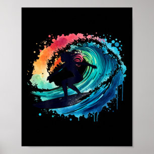 Surfing Surfboard Catch A Wave Girls Women Surfer Poster