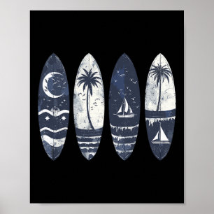 Surfing Surfboard Vintage Retro Surfboarder Beach Poster