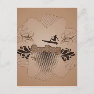 Surfing, surfboarder postcard