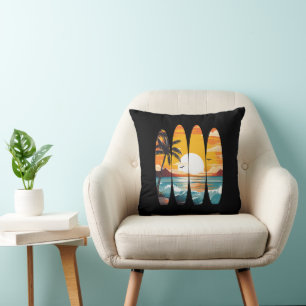 Surfing Surfboards Sunset Cushion