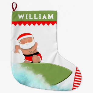 Surfing Surfer Large Christmas Stocking