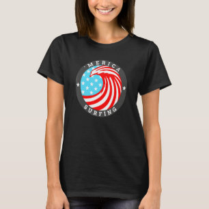 Surfing Surfer Merica Patriotic American Flag 4th T-Shirt