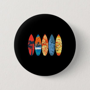 Surfing Surfer Palm Tree Surfboard Sunset Wave _1 6 Cm Round Badge