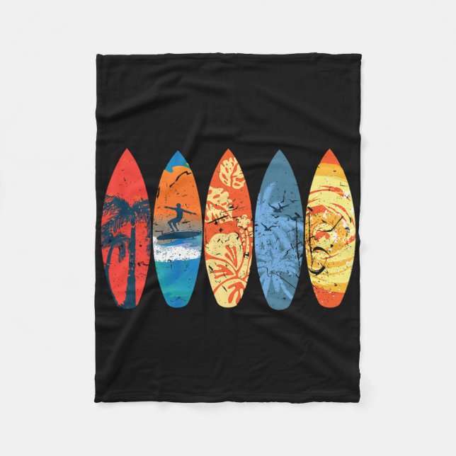 Surfing Surfer Palm Tree Surfboard Sunset Wave _1  Fleece Blanket (Front)