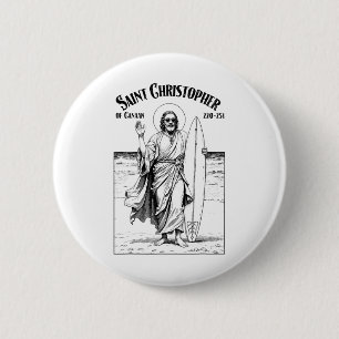 Surfing Surfer Patron Saint Christopher Surfers Su 6 Cm Round Badge