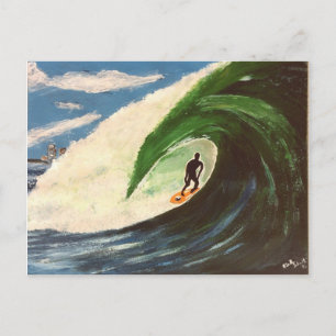 Surfing Surfer The Tube Ride Art Painting Postcard