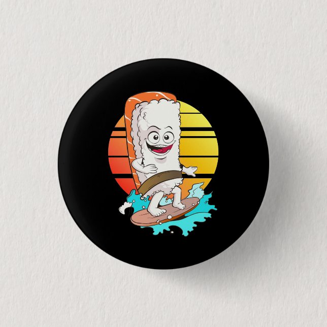 Surfing Sushi 3 Cm Round Badge (Front)