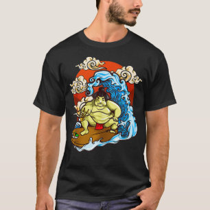 Surfing Sushi Sumo Wrestler  T-Shirt