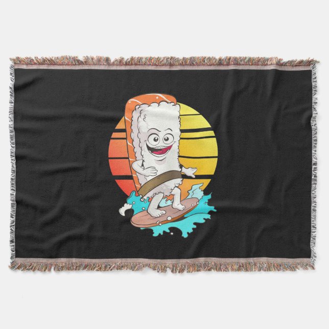 Surfing Sushi Throw Blanket (Front)