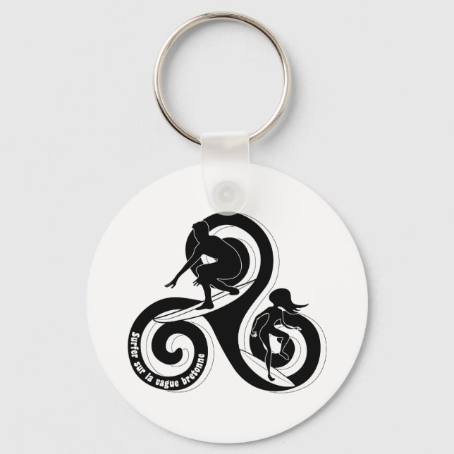 Surfing the Breton Wave Key Ring (Front)