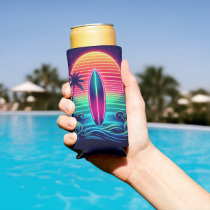 Surfing the Neon Sunset Seltzer Can Cooler