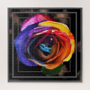 Surfing the Rainbow Rose Jigsaw Puzzle
