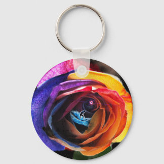 Surfing the Rainbow Rose Key Ring