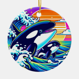 Surfing the Waves Ceramic Ornament