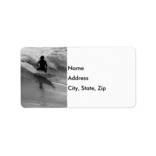 Surfing The Waves Grayscale Label