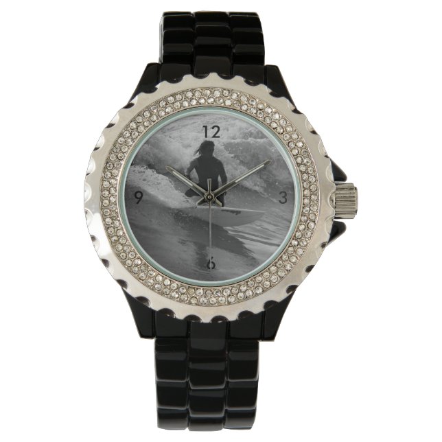 Surfing The Waves Grayscale Watch (Front)