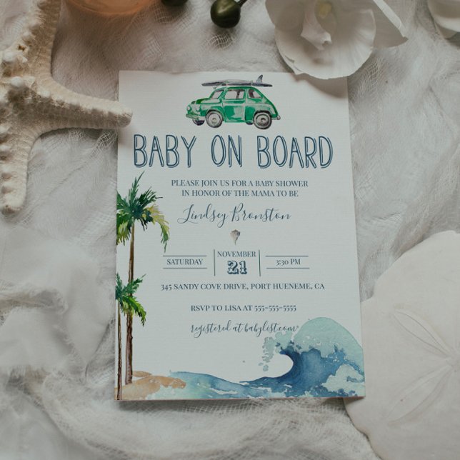 Surfing Theme Baby Shower Invitation Beach Baby  (Creator Uploaded)