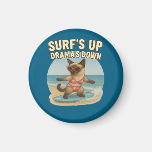 Surfing themed for Siamese Cat  Magnet