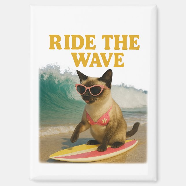 Surfing themed for Siamese Cat  Magnet (Front)