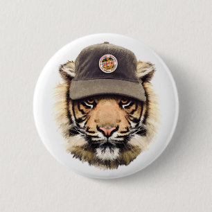 Surfing Tiger 6 Cm Round Badge