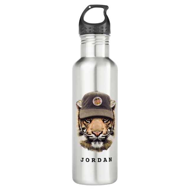 Surfing Tiger | Add Your Name 710 Ml Water Bottle (Front)
