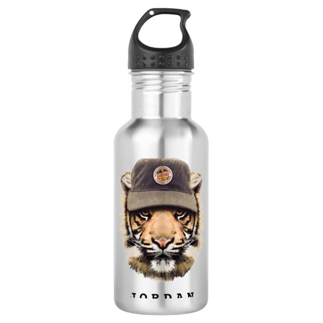 Surfing Tiger | Add Your Name 710 Ml Water Bottle (Front)