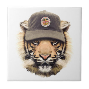 Surfing Tiger Ceramic Tile