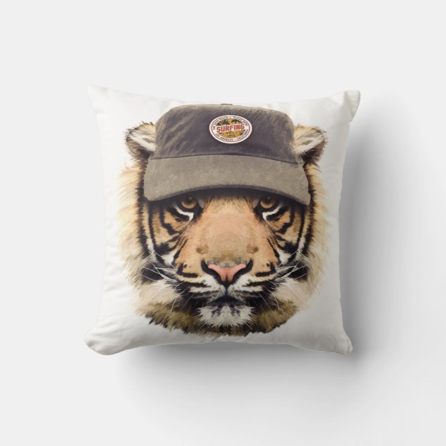 Surfing Tiger Cushion (Front)