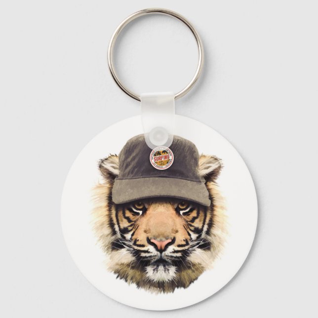 Surfing Tiger Key Ring (Front)