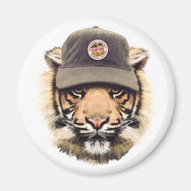 Surfing Tiger Magnet (Front)