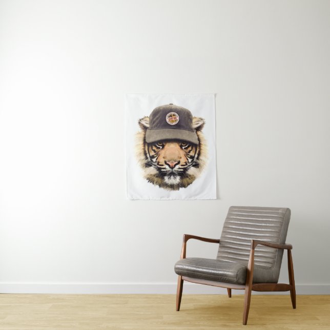Surfing Tiger Tapestry (In Situ)